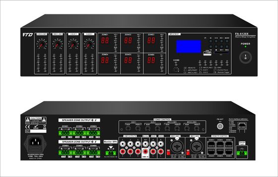 le système audio de PA de la Manche de l'amplificateur 6 de 6*120W Matrix a placé 70dB le rapport de s N
