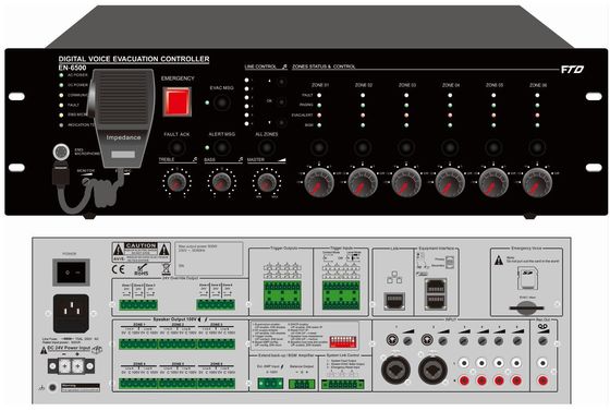 Système de Digital Voice Evacuation de contrôleur d'Evac de zone du système 500w 6 d'évacuation de voix
